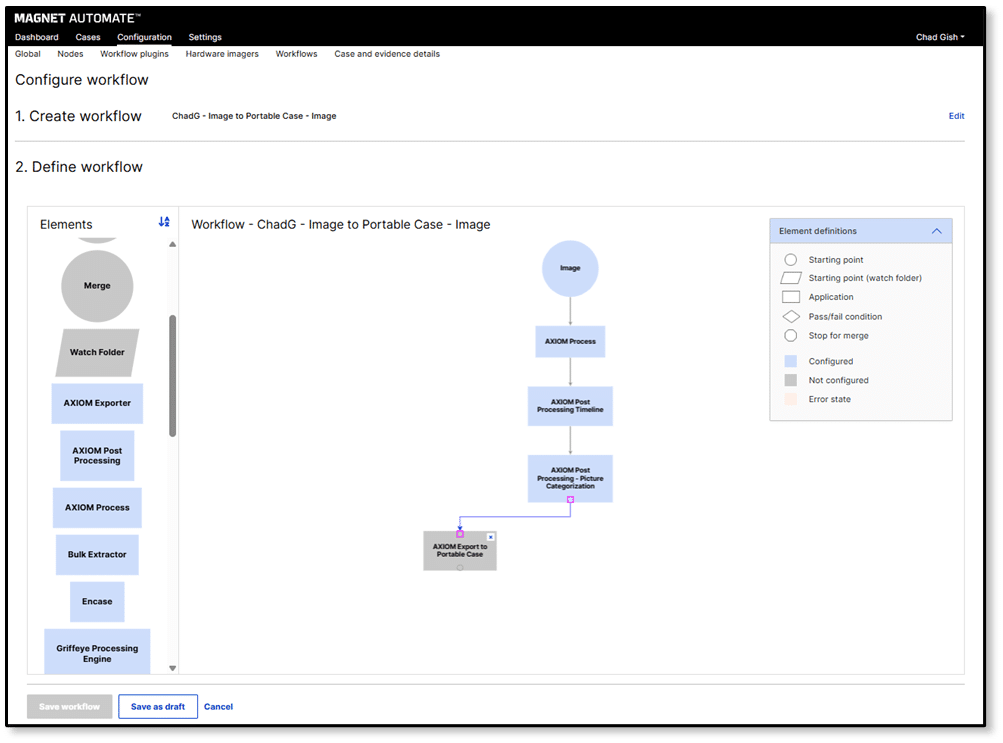 Screenshot showing a workflow being configured in Magnet Automate.